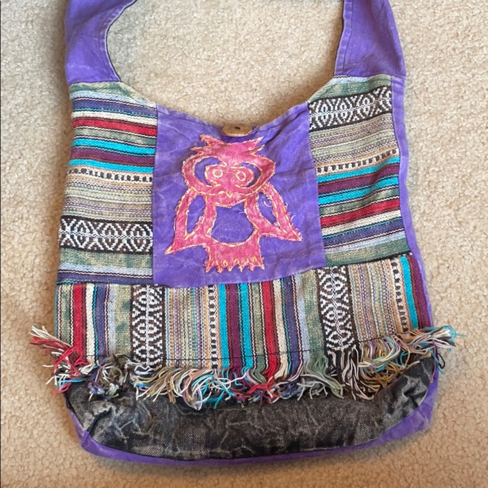 Purple owl crossbody bag